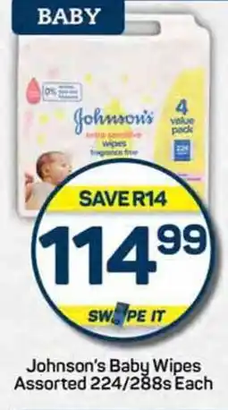 Pick n Pay Johnson's Baby Wipes Assorted 224/288s Each offer
