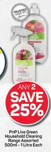Pick n Pay PnP Live Green Household Cleaning Range Assorted 500ml-1 Litre Each offer