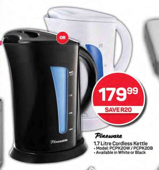 Pineware 1.7 Litre Cordless Kettle offer at Pick n Pay