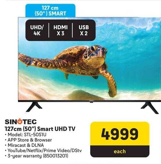SINOTEC 127cm (50") Smart UHD TV offer at Makro