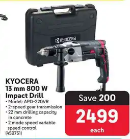 Makro KYOCERA 13 mm 800 W Impact Drill offer