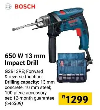 Builders Warehouse BOSCH 650 W 13 mm Impact Drill offer