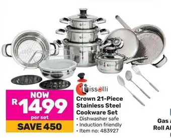 Game Crown 21-Piece Stainless Steel Cookware Set offer