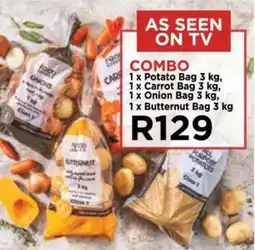 Food Lover's Market 1 x Potato Bag 3 kg, 1x Carrot Bag 3 kg, 1 x Onion Bag 3 kg, 1 x Butternut Bag 3 kg offer