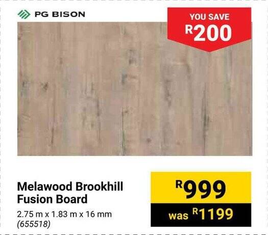 Melawood Brookhill Fusion Board offer at Builders Warehouse