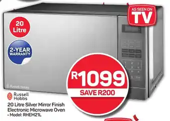 Pick n Pay Hypermarket Russell Hobbs 20 Litre Silver Mirror Finish Electronic Microwave Oven offer