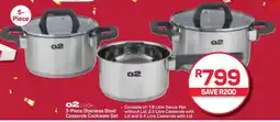 5-Piece Stainless Steel Casserole Cookware Set