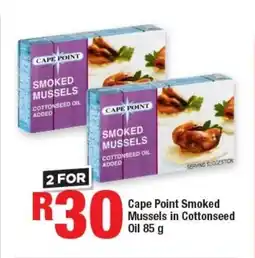 Cape Point Smoked Mussels in Cottonseed Oil 85g
