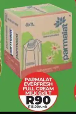 1UP PARMALAT EVERFRESH FULL CREAM MILK 6X1LT offer