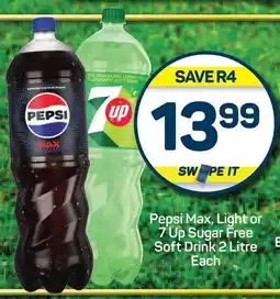 Pick n Pay Hypermarket Pepsi Max, Light or 7 Up Sugar Free Soft Drink 2 Litre Each offer