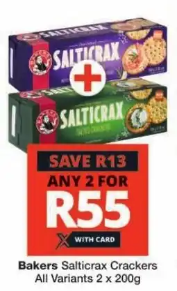Checkers Bakers Salticrax Crackers All Variants 2 x 200g offer