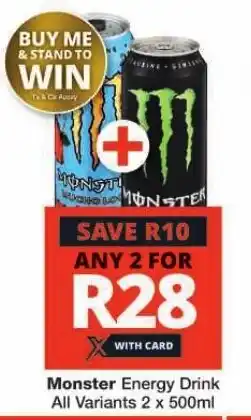 Checkers Monster Energy Drink All Variants 2 x 500ml offer