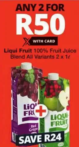 Checkers Liqui Fruit 100% Fruit Juice Blend All Variants 2 x 1L offer