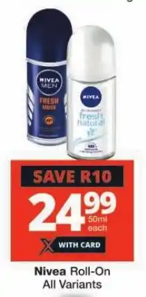 Checkers Nivea Roll-On All Variants offer