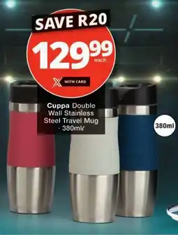 Checkers Cuppa Double Wall Stainless Steel Travel Mug 380ml offer