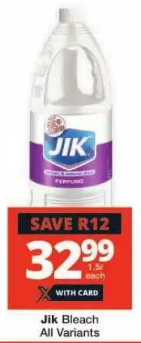 Checkers Jik Bleach All Variants offer