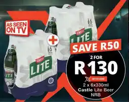 Checkers 2 x 6x330ml Castle Lite Beer NRB offer