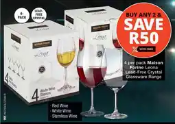 Checkers 4 per pack Maison Forine Leona Lead-Free Crystal Glassware Range offer