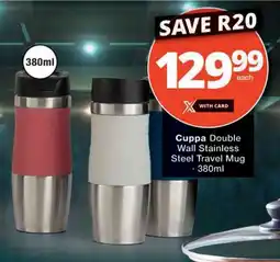 Checkers Cuppa Double Wall Stainless Steel Travel Mug 380ml offer