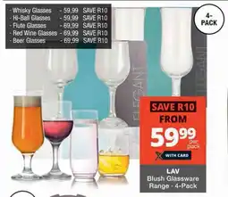 Checkers LAV Blush Glassware Range 4-Pack offer