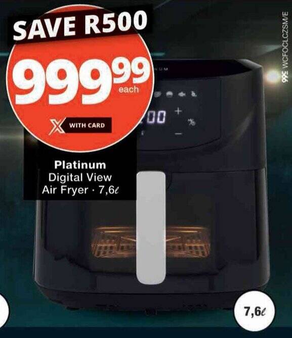 Platinum Digital View Air Fryer 7 6L offer at Checkers