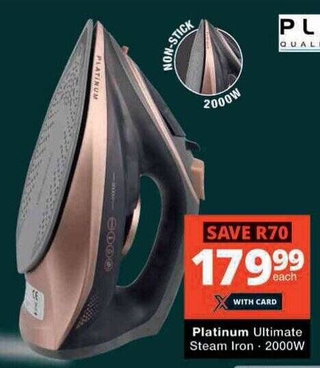 Platinum Ultimate Steam Iron 2000W offer at Checkers