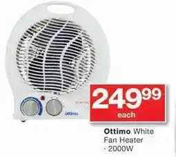 Checkers Ottimo White Fan Heater 2000W offer