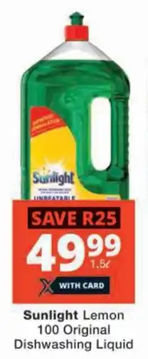 Checkers Sunlight Lemon 100 Original Dishwashing Liquid offer