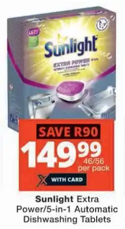 Checkers Sunlight Extra Power/5-in-1 Automatic Dishwashing Tablets offer