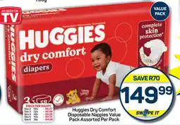 Pick n Pay Hypermarket Huggies Dry Comfort Disposable Nappies Value Pack Assorted Per Pack offer