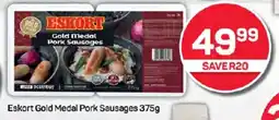 Pick n Pay Hypermarket Eskort Gold Medal Pork Sausages 375g offer