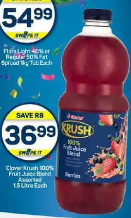 Pick n Pay Hypermarket Clover Krush 100% Fruit Juice Blend Assorted 1.5 Litre Each offer