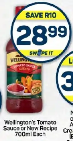 Pick n Pay Hypermarket Wellington's Tomato Sauce or New Recipe 700ml Each offer