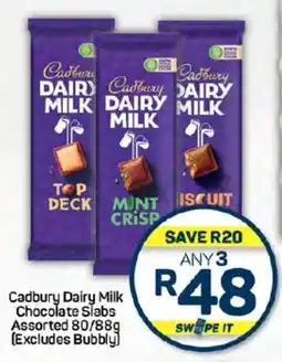 Pick n Pay Hypermarket Cadbury Dairy Milk Chocolate Slabs Assorted 80/88g (Excludes Bubbly) offer