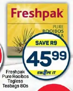 Pick n Pay Hypermarket Freshpak Pure Rooibos Tagless Teabags 80s offer