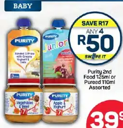 Pick n Pay Hypermarket Purity 2nd Food 125ml or Pureed 110ml Assorted offer