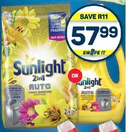 Pick n Pay Hypermarket Sunlight Auto or Hand Washing Powder Assorted 2kg or Liquid Detergent 1.5 Litre Each offer
