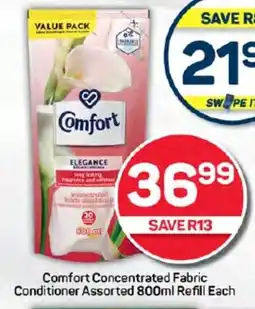Pick n Pay Hypermarket Comfort Concentrated Fabric Conditioner Assorted 800ml Refill Each offer