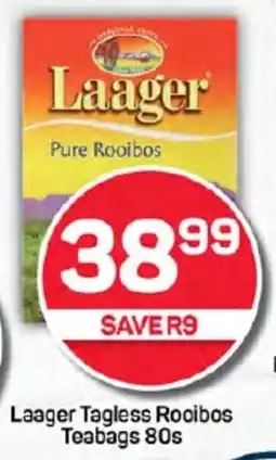Pick n Pay Hypermarket Laager Tagless Rooibos Teabags 80s offer
