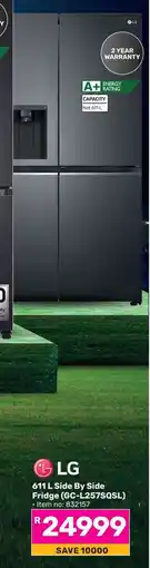 Game LG 611 L Side By Side Fridge (GC-L257SQSL) offer
