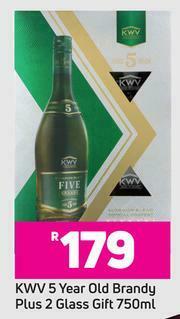 Game KWV 5 Year Old Brandy 750ml Plus 2 Glass Gift offer