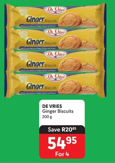 DE VRIES Ginger Biscuits 200g offer at Makro