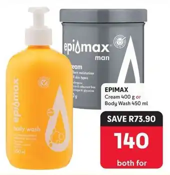 Makro EPIMAX Cream 400g or Body Wash 450ml offer