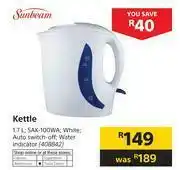 Builders Warehouse Sunbeam 1.7Ltr Kettle SAK-100WA offer