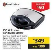 Builders Warehouse Russell Hobbs 750W 2-Slice Sandwich Maker offer