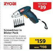 Builders Warehouse Ryobi Screwdriver In Blister Pack offer
