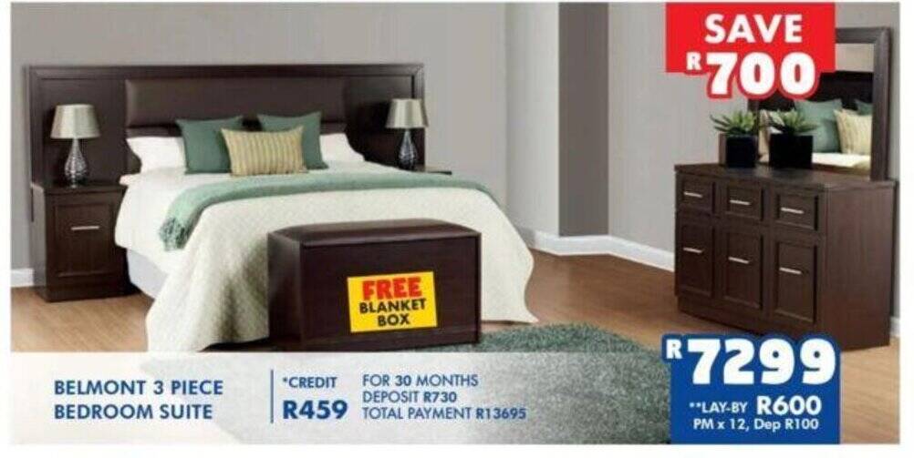 BELMONT 3 PIECE BEDROOM SUITE offer at Russells