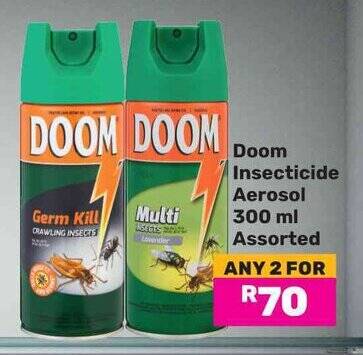 Doom Insecticide Aerosol 300 ml Assorted offer at Game