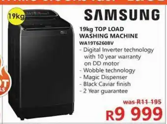 Tafelberg Furnishers Samsung - 19kg Top Load Washing Machine - WA19T6260BV offer