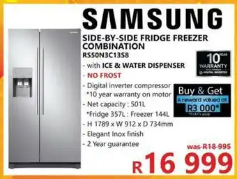 Samsung - Side-By-Side Fridge Freezer Combintation - RS50N3C13S8